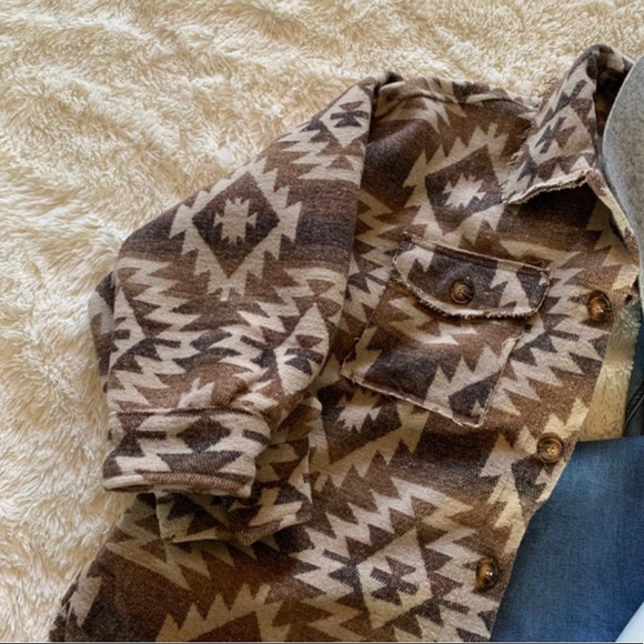 New Aztec Native Print Flannel Shirt Shacket Western Jacket Coat Vintage… - Picture 3 of 5